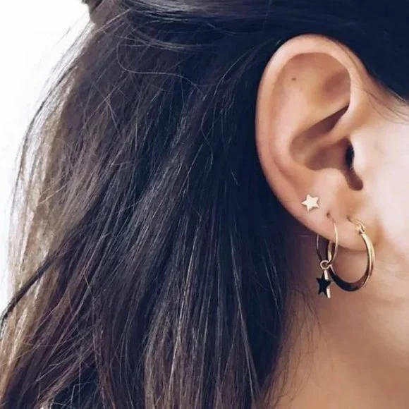 Urban Outfitters Jewelry Hoops And Star Studs Earring Set